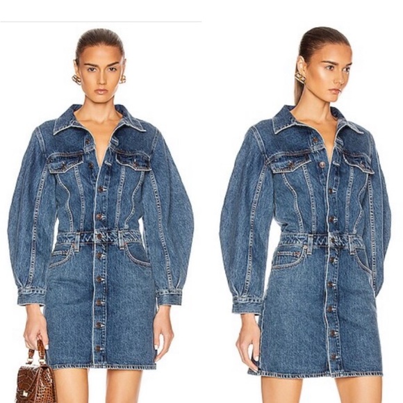 AGOLDE Balloon Sleeve Denim Dress in Shelter Size 6 - Picture 4 of 8